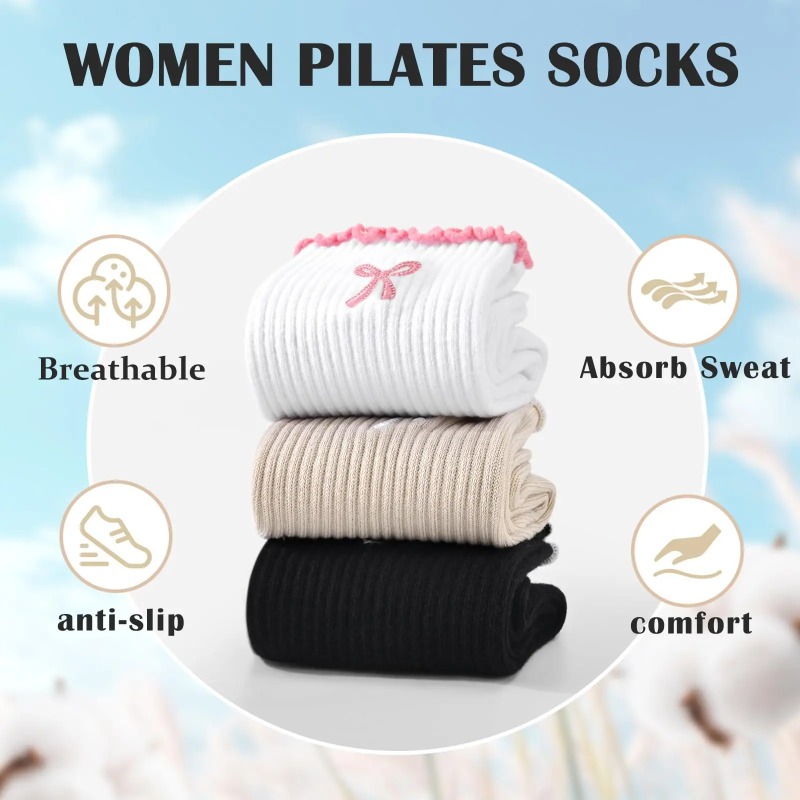 Pilates & Yoga Vida - Meias Profissionais para Yoga, Algodão com